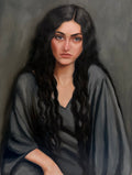 woman in a dark dress