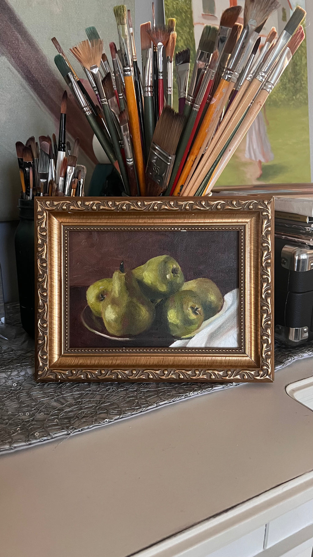 4 pears- framed